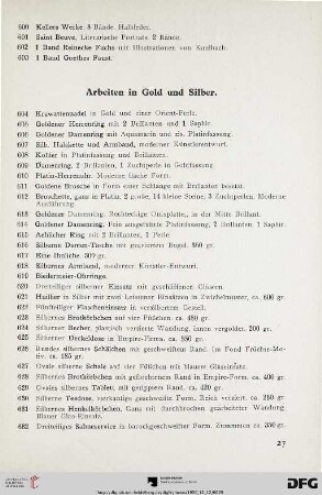 Arbeiten in Gold und Silber (Nr. 604-657)
