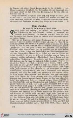 33: Knut Hamsun : zu seinem 60. Geburtstage (4. August 1920)