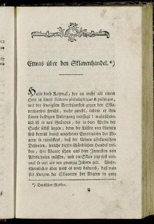 Etwas über den Sklavenhandel.