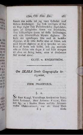 Om Skara Stads Geographiska belägenhet