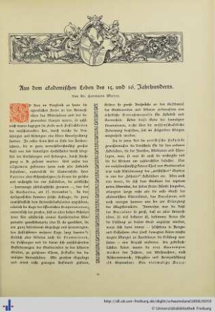 Aus dem akademischen Leben des 15. und 16. Jahrhunderts.