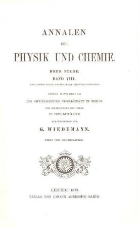 Annalen der Physik. 244 = N.F., Bd. 8. 1879