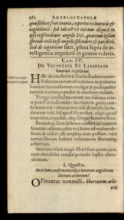 Cap. IV. De Voluntate Et Libertate bonorum Angelorum
