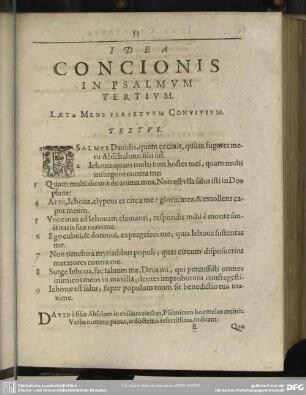 Idea Concionis In Psalmum Tertium