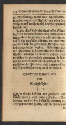 Das Dritte Hauptstücke/ von Kirchstühlen