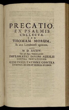 Precatio, Ex Psalmis Collecta [...]