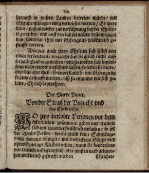 Der Vierde Punct. Von der Straff der Unzucht und des Ehebruchs