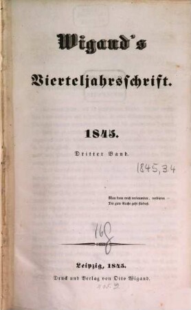Wigands Vierteljahrsschrift. 1845,3/4, 1845,3/4