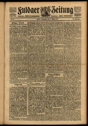 Erste Ausgabe vom Donnerstag, den 07. März 1907.