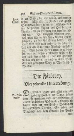 Vierzehende Unterredung. Die Färberey.