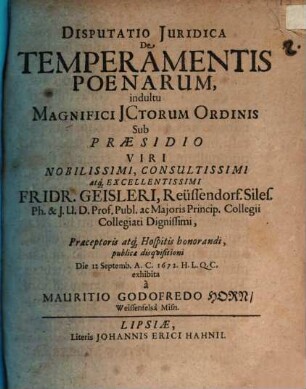 Disputatio Iuridica De Temperamentis Poenarum