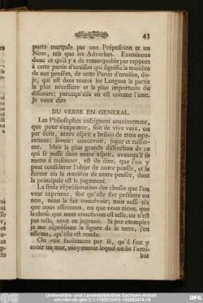 Du Verbe En General.