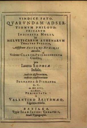 Quarundam Adsertionum Philosophicarum Indigesta Moles