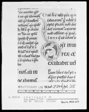 Petrus Lombardus, Psalmenkommentar — Initiale D (omine), Folio 35recto