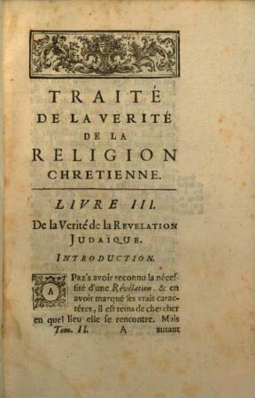 Traité De La Verité De La Religion Chretienne, 2. De la Vérité de la Revelation Judaique