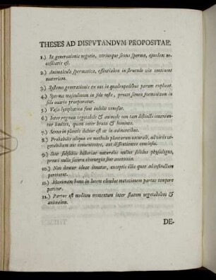 Theses Ad Disputandum Propositae.