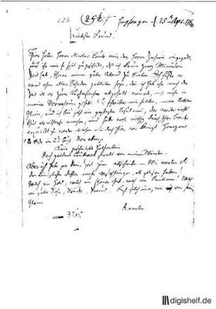 225: Brief von Karl Wilhelm Ramler an Johann Wilhelm Ludwig Gleim