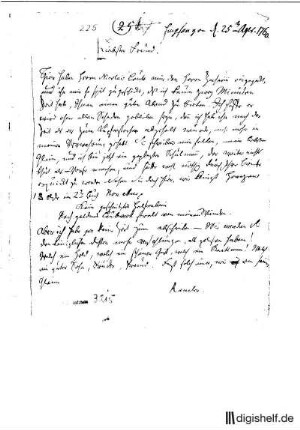 225: Brief von Karl Wilhelm Ramler an Johann Wilhelm Ludwig Gleim