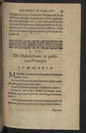 §. IIII. De Maledictione in personam Principis.