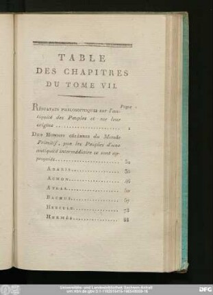 Tables Des Chapitres Du Tome VII.