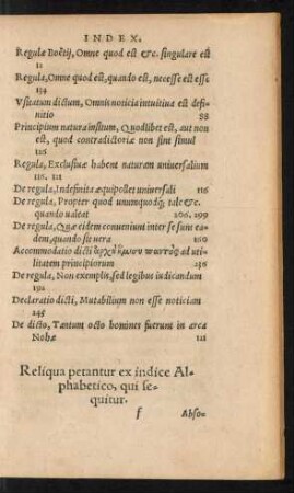 Reliqua petantur ex indice Alphabetico, qui sequitur.