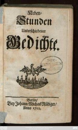 Neben-Stunden Unterschiedener Gedichte