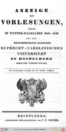 Wintersemester 1847/1848