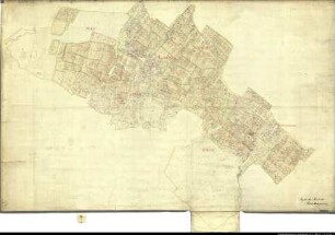 Landesaufnahme des Fürstbistums Osnabrück VII Amt Wittlage - Hunteburg Bl. 1 f Kirchspiele: Lintorf, Barkhausen Feldmark: Angelbeck Ortschaften: Lintorf, Heithöfen, Wimmer, Hördinghausen, Dahlinghausen, Barkhausen, Linne, Rabber, Brockhausen Reinkarte Teil 6: Lintorf, Hördinghausen Ausf.-Art: Farbige Zeichnung auf Karton, auf Leinen aufgezogen Herst.: Johann Wilhelm Du Plat Herst.: Ruperti (Direktion: Johann Ludwig Hogreve) Format: ca. 70 x 110 cm Maßstab: 1 : 3 840
