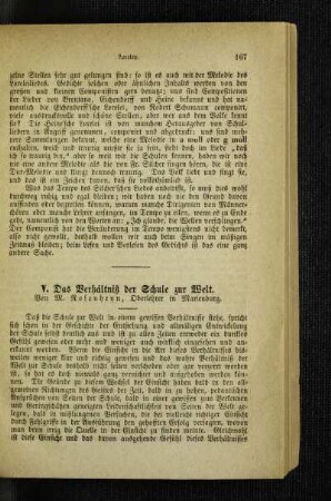 ¬Das¬ Verhältniß der Schule zur Welt