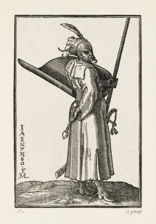 Krieger, aus: Melchior Lorch, "Des Weitberühmten Kunstreichen und Wolerfahrnen herrn Melchior Lorichs, Flensburgensis Wolgerissene und geschnittene Figuren zu Ross und Fuss sampt schönen Türkischen Gebäuden und allerhand was in der Türkey ze sehen", Hamburg 1626