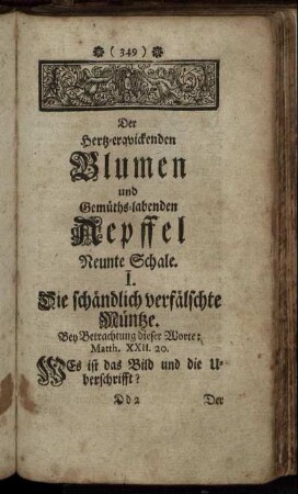 I. Die schändlich verfälschte Münze.