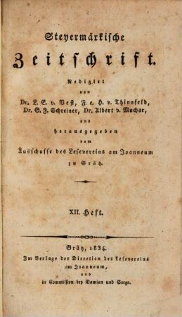 Steiermärkische Zeitschrift. 12. 1834