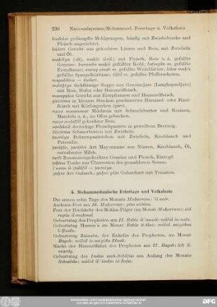 5. Mohammedanische Feiertage und Volksfeste