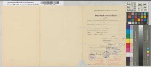 Bauwerksverzeichnis und Nachweisung der bei dem Neubau eines Lagergebäudes auf dem Bundesbahngelände berührten Wege- und Vorflutverhältnisse, nebst Bezeichnung der für sie entworfenen baulichen Anlagen, o. M. Stnr.: 54, Hgsch, Bunr.: 41