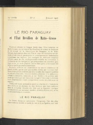 No 7, Juillet 1907