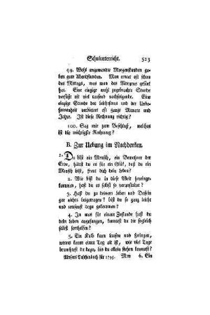 Fragen ohne Antwort : B. Zur Uebung im Nachdenken