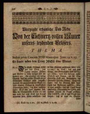 626-645, Vierzigste erbauliche Lob-Rede Von der Schmerz-vollen Mutter unseres leydenden Erlösers.