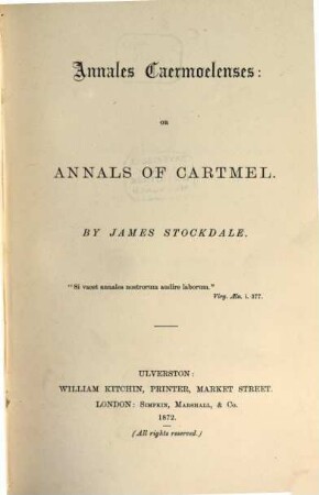 Annales Caermoelenses or Annals of Cartmel