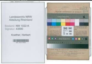 Entnazifizierung Herbert Koether , geb. 19.10.1910 (Bueroangestellter)