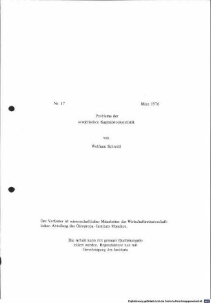 Probleme der sowjetischen Kapitalstockstatistik