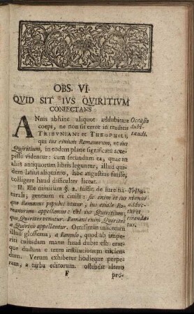 Obs. VI. Quid Sit Jus Quiritium Conjectans