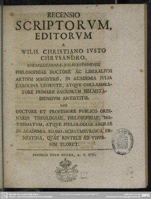 Recensio Scriptorum