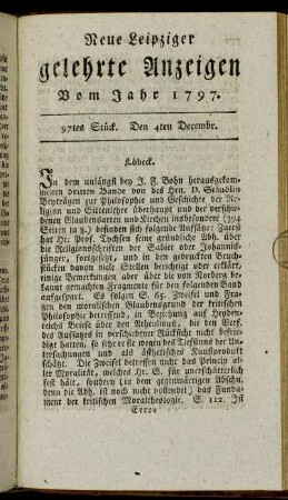 97tes Stück. Den 4ten Decembr.