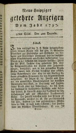 97tes Stück. Den 4ten Decembr.