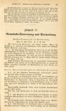 Abschnitt IV. Gemeinde-Vertretung und Verwaltung