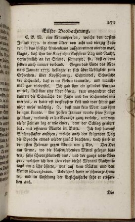 Eilfte Beobachtung. - Achtzehnte Beobachtung.