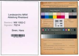 Entnazifizierung Hans Sinen, geb. 07.04.1909 (Betriebsleiter)