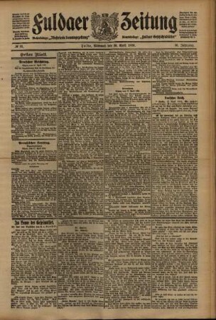 Erste Ausgabe vom Mittwoch, den 28. April 1909.