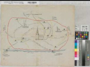 Witten (Witten) Municipalität (Ortsplan) 1810 o.M. 48 x 58 kol. Zeichnung KSA Nr. 162