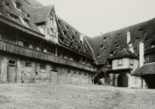 Bamberg, Alte Hofhaltung : Bamberg. Alte Hofhaltung. Nordwestecke, Hofansicht